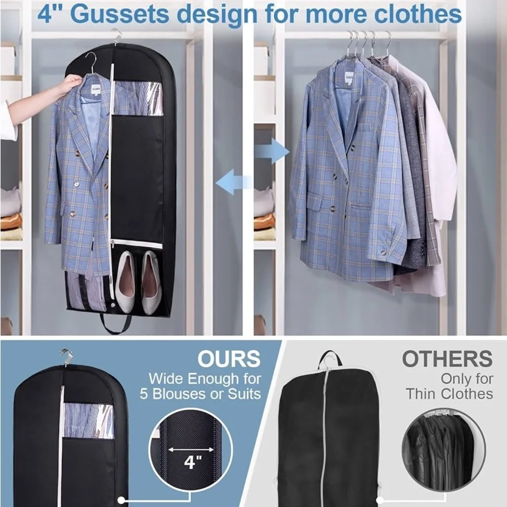 NWT Sleeping Lamb 54'' Breathable Black Gusseted Garment Bag for Travel